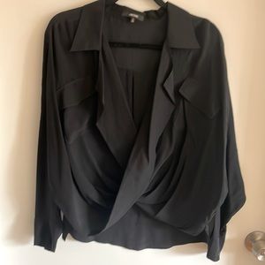 Funktional black long sleeve silk blouse